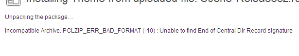 wordpress theme upload fail